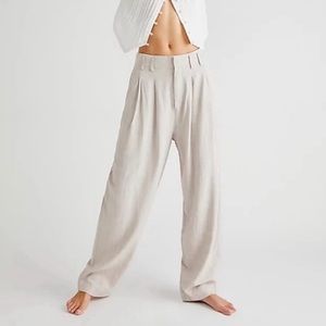 Free people Calla linen pleated trouser pant size 2